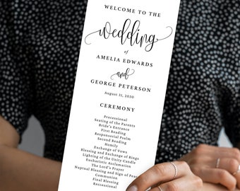 Calligraphy Wedding Program Template – Printable, Editable (Instant Download)