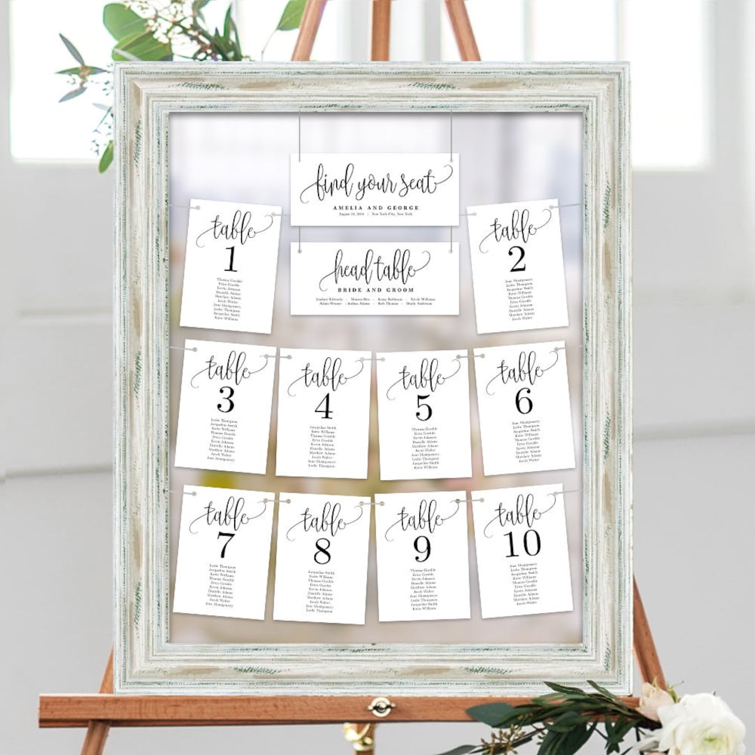 Wedding Seating Chart Template Set Printable Table Seating Plan ...