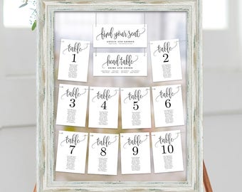 Wedding Seating Chart Template Set Printable Table Seating Plan - Editable PDF Templates Instant Download Lovely Calligraphy Collection #LCC