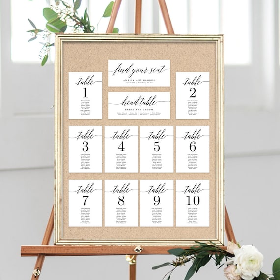 Wedding Seating Chart Cards Template Table Number Seating 