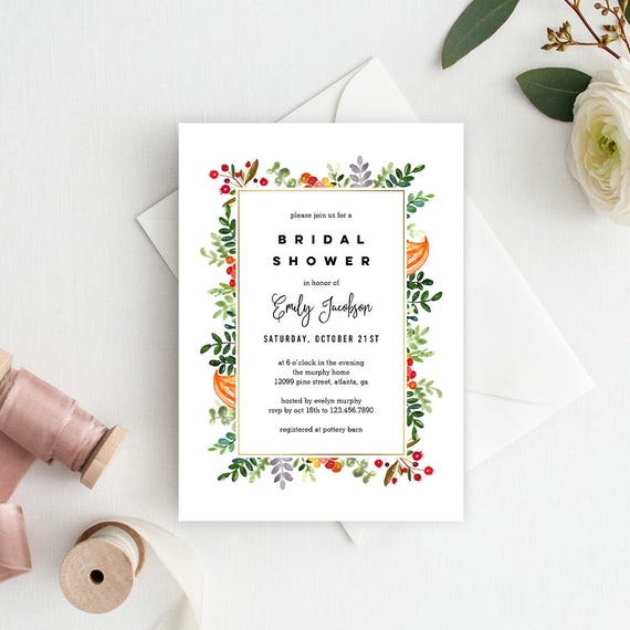 printable fall party invitation template bridal shower etsy