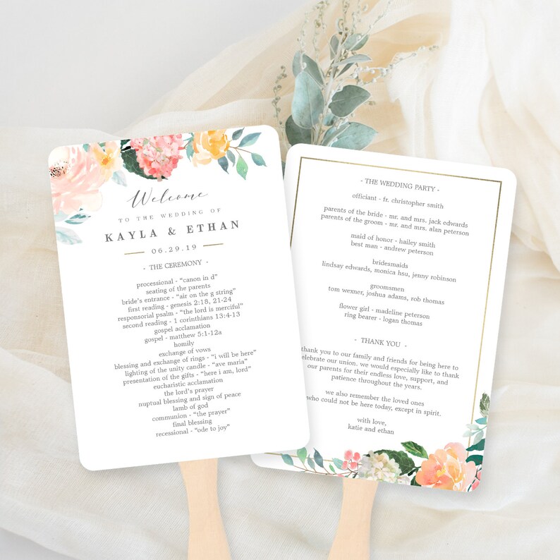 Printable Program Fan or Flat Double-sided Program Templates - Etsy