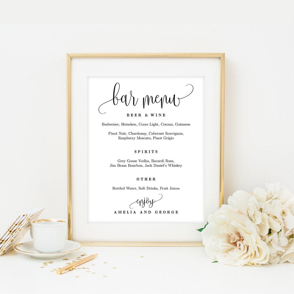 Wedding Bar Menu Sign Printable Bar Sign Bar Menu Editable - Etsy