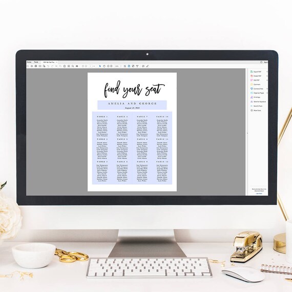 7 sizes wedding seating chart template editable wedding table