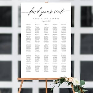ON SALE 7 Sizes Wedding Seating Chart Template, Editable Wedding Table Seating Chart Sign Instant Download Modern Find Your Seat MSC image 5