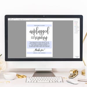 3 Sizes Unplugged Ceremony Wedding Sign Editable PDF Template Instant Download Lovely Calligraphy LCC image 2