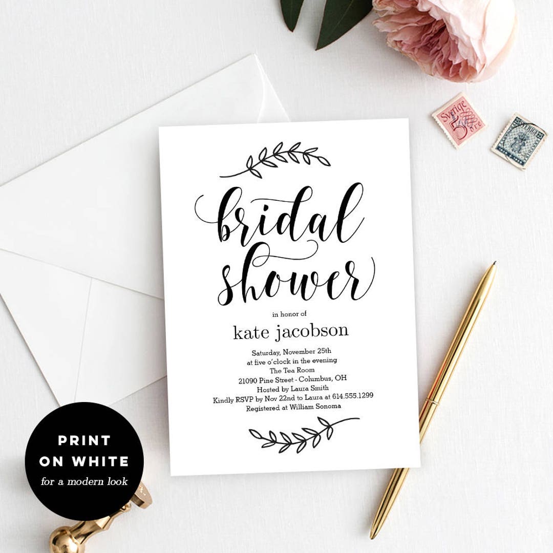 Printable Bridal Shower Invitation Template Rustic Modern - Etsy