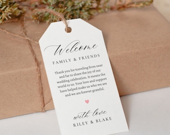 Hochzeit Willkommensschild, Eleganter Geschenkanhänger, Canva Vorlage (Digitaler Download)