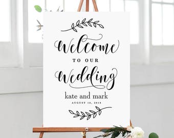 3 Sizes Rustic Modern Wedding Welcome Sign Poster - Editable PDF Template Instant Download - Rustic Elegance #REC