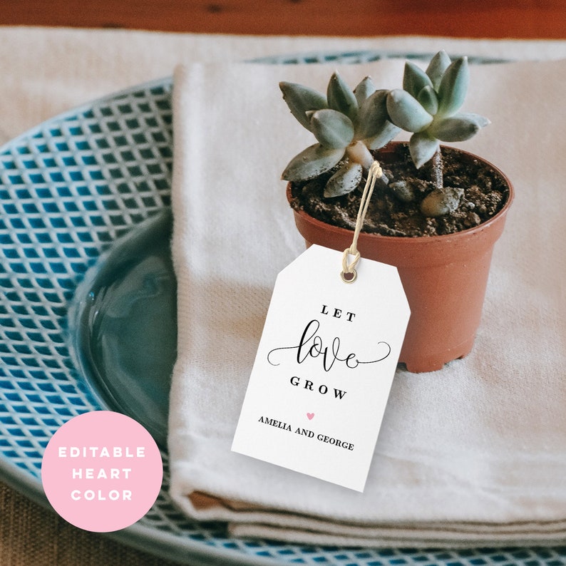 Let Love Grow Succulent Tags Printable Favor Tags Printable - Etsy.de