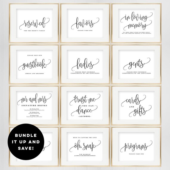 bundle deal wedding sign templates set printable wedding etsy