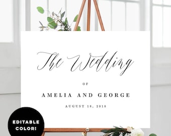 2 Sizes Wedding Welcome Sign Poster Templates With Editable Font Color - Modern Script - Editable PDF Template - Instant Download #MSC