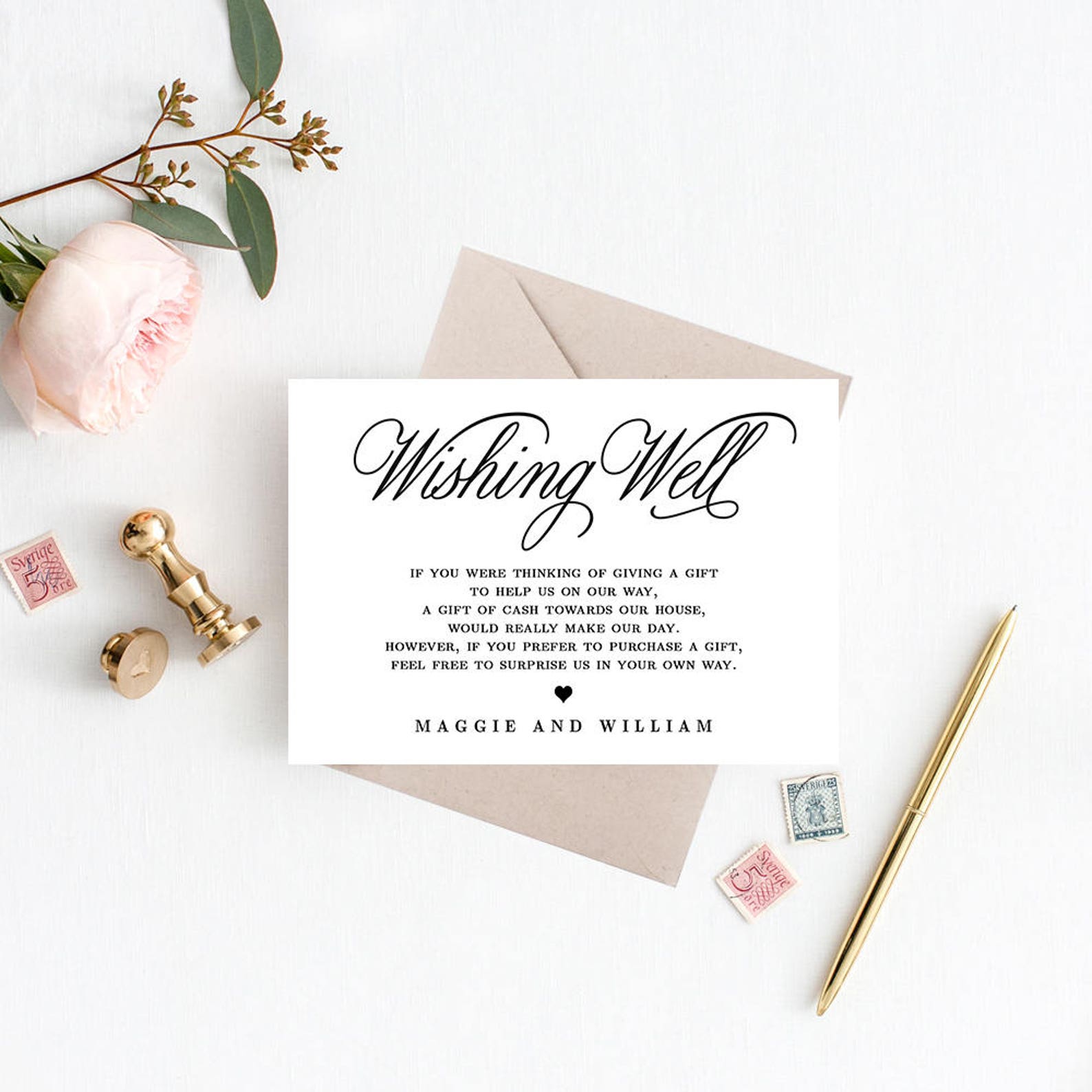 Editable Wishing Well Cards Template Printable PDF Elegant | Etsy