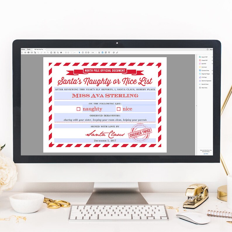 Custom Santa's Naughty or Nice List Certificate Printable Letter From Santa Template with Editable Text Boxes Instant Download image 2