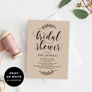 Printable Bridal Shower Invitation Template Rustic Modern - Etsy