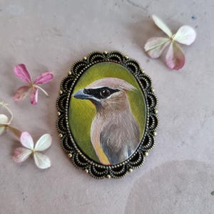 Retrato en miniatura de ala de cera, 1,6 x 1,18 pulgadas, estilo vintage, marco de pintura al óleo, arte original para casa de muñecas, regalo de Navidad, colgante con imán hecho a mano