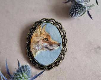 Miniature Animal Portrait Original Framed Oil Fox Painting Christmas Gift Decoration HandPainted Brooch Magnet Pendant Wildlife Art Handmade