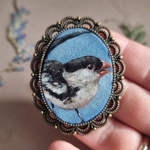 Pin Tailed Whydah portrait original miniature,framed oil painting,Christmas Gift/Decoration,hand painted bird Brooch/Magnet/Pendant/Painting image 2