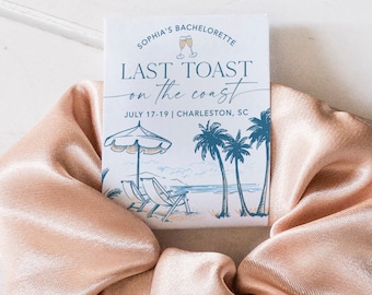 Last Toast on the Coast Bachelorette Party Scrunchie Tag Template, Bachelorette Party Favors, Bachelorette Favors, Hair Tie, Hair Scrunchies