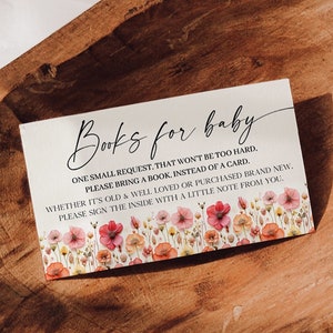 Modèle imprimable de livres de fleurs sauvages pour baby shower, demande de livre, sexe révélateur, insert, au lieu d'une carte, modèle imprimable, tiges de fleurs