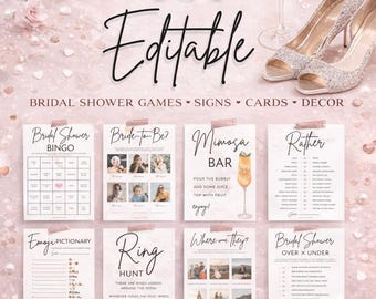 Bridal Shower Games Instant Download, 101 Printable Bridal Shower Games, Bachelorette Party Games, Bridal Shower Decor, Modern Minimalist