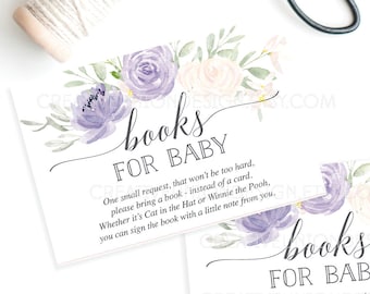 Book Request - Baby Shower Book Request - Print at Home - Instead of a Card - Printable Books for Baby - Baby Shower DIY - Pastel Purple