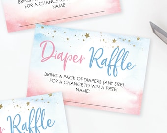 Diaper Raffle, Baby Shower Diaper Raffle, Diaper Raffle Ticket, Print at Home, Gender Reveal, Boy or Girl, Instant Download, Twinkle Twinkle
