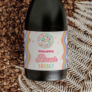 Champagne Bottle Labels, Bachelorette Party Champagne, Printable Template, Disco Bachelorette, Boogie Down, Rainbow, Bachelorette Bubbly