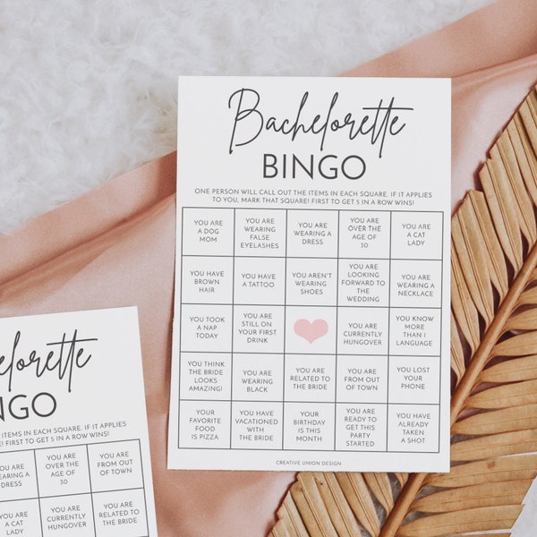 Bachelorette Bingo Game, Editable Bachelorette Party Game Template, Bachelorette Activity, Hen Party, Download, Bingo, Modern Minimalist