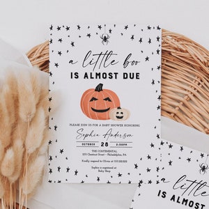 Halloween Printable Baby Shower Invite, Editable Invites, Boy or Girl ...