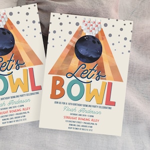Bowling Birthday Party Invitation Template, Bowling Birthday Invite, Printable, Editable Birthday Party Invite for Kids, For Girl, For boy