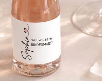 Bridesmaid Mini Champagne Labels Template Printable Bridesmaid Proposal Box Bridesmaid Gift Pairs Well With Bridesmaid Duties Heart