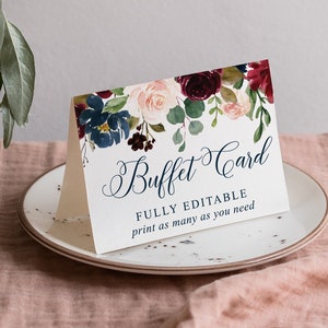 Enseignes de buffet, Modèle, Étiquettes d'aliments, Cartes tente, Stations de restauration, Enseigne de buffet, Cartes d'aliments modifiables, Téléchargement, Bourgogne Breezy, Automne