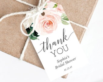 Favor Tag Bridal Shower, Editable Thank You Tag Template, Favor Tag, Shower With Love, Blushing Blooms, Baby Shower, Bachelorette Party