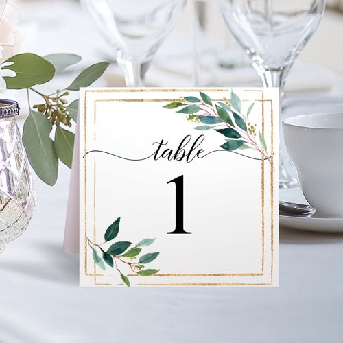 Greenery Wedding Tented Table Numbers 1-40 Printable Wedding - Etsy