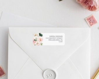 Address Labels Template - Printable Return Address Labels - Envelope Address - Instant Download - Wedding - Bridal Shower - Blushing Blooms