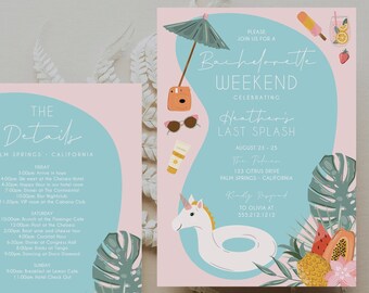 Modern Bachelorette Weekend Invitation And Itinerary Mid-Century Modern Bachelorette Party Invite Instant Download Retro Colorful Cool