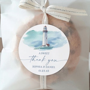 Lighthouse Favor Stickers Template, A Sweet Thank You Tags, Wedding Printable, Wedding Favor Ideas, Bridal Shower Favors, Ocean, Nautical