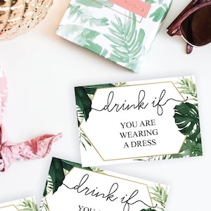 Bachelorette Party Game - Drink If Game - Printable Bachelorette Game - Drinking Games - Bachelorette Party Ideas - Tropical Monstera