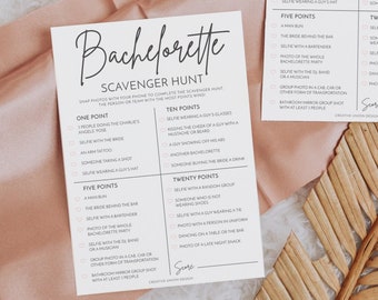 Scavenger Hunt Bachelorette Party Game, Bachelorette Party Game Template, Bachelorette Activity, Hen Party Game, Download, Modern Minimalist