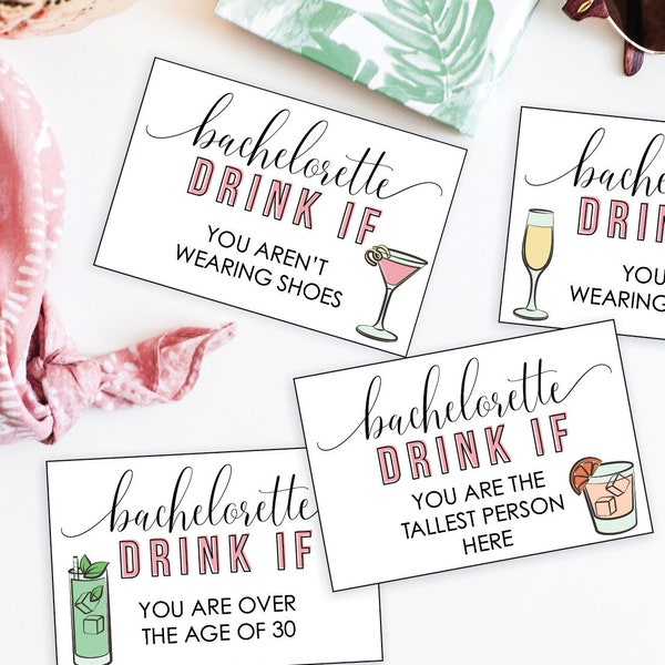 Bachelorette Party Game - Drink If Game - Printable Bachelorette Game - Drinking Games - Bachelorette Party Ideas - Vintage Cocktails