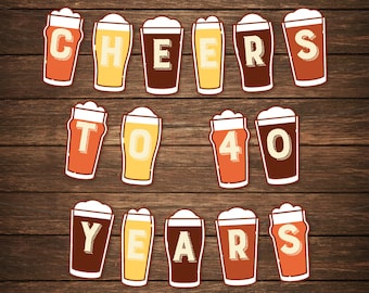 Cheers To Beers (Any Age) Beer Banner - Beer Birthday Banner Banner - DIY Banner - 21st, 30th, 40th, 50th, 60th, 70th - Instant Download