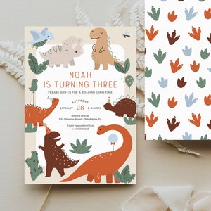 Cute Dinosaur Birthday Party Invitation, Kids Birthday Invitation, Dino Birthday Party, T Rex, Modern Birthday Invite, Jurassic Birthday