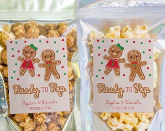 Ready to Pop Baby Shower Treat Bag Sticker Template, Popcorn Baby Shower Favors, Custom Favors, Gender Reveal, Christmas, What's Baking