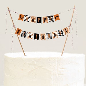 Druckbare Halloween Cake Topper Banner, alles Gute zum Geburtstag Kuchen Topper Banner, Halloween DIY druckbare Cake Topper Mini Banner, Halloween Party