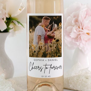 Editable Photo Wine Label Template, Wedding Favors, Custom Wine Label, Personalized Wine Label, Wine Gift, Wine Favor, Modern Minimalist