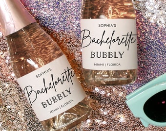 Bachelorette Party Mini Champagne Bottle Labels, Bachelorette Bubbly, Printable Bachelorette Mini Champagne Label, Modern Minimalist, DIY