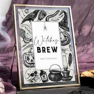 Printable Halloween Party Signs, Witches Brew, Halloween Decor, Halloween Party, Halloween Sign, Halloween Birthday Party, Vintage Halloween