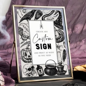 Vintage Halloween Custom Sign Template, Editable Halloween Party Sign, Halloween Wedding, Adult Halloween, Skeleton Party, Halloween Sign