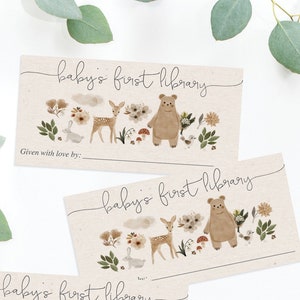 Boho Woodland Baby Shower Book Plate, Book Plates, Printable Book Labels, Books for Baby, Baby Shower, Please Bring A Book, PDF, DIY